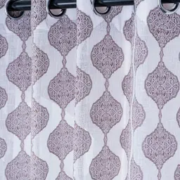 Parda Online White & Brown Set of 4 Ethnic Motifs Sheer Window Curtain image 3