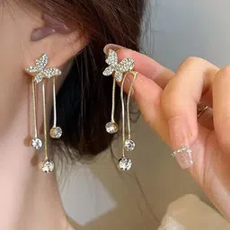 Vembley Gold-Plated Alloy Cubic Zirconia Contemporary Earrings image 4