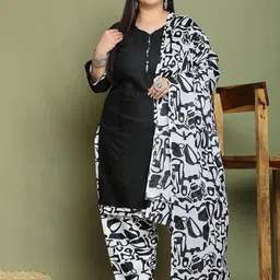 Rajnandini Plus Size Sweetheart Neck Straight Kurta with Salwar & Dupatta-picture-36