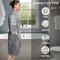 HOUSSE Grey 550 GSM Shawl Collar Bath Robe With Belt image 4