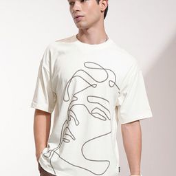 HIGHLANDER Men Abstract Printed Round Neck Cotton Oversized T-shirt-picture-31