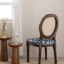 THEGASBH Blue & White Printed Wooden Legs Lounge Chair-image-21