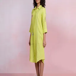 THE HOUSE OF HEMP Zen Sage Women Linen Shirt Dress image 5