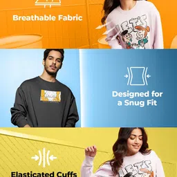 Bewakoof Men Self Design Long Sleeves Oversized Sweatshirt image 2