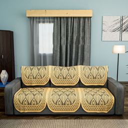 Aura Beige & Grey 6 Pieces Cotton Sofa Covers-picture-12