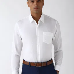 Peter England Men Spread Collar Solid Cotton Slim Fit Formal Shirt-image-82
