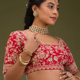 Koskii Embellished Beads and Stones Scoop Neck Ready to Wear Lehenga & Blouse With Dupatta image 3