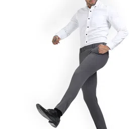 McHenry Men Smart Slim Fit Mid-Rise Wrinkle Free Formal Trousers image 3