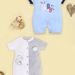 BABY GO Infant Boys Pack Of 2 Printed Pure Cotton Rompers-picture-39