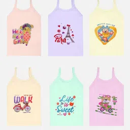Mega style Girls Printed Pack Of 6 Pure Cotton Vests MS-1100-P6_05-0-3M-picture-56
