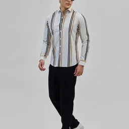 Snitch Men Smart Slim Fit Striped Casual Shirt image 5