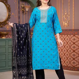 muhuratam Mom&Bae Women Blue Kurtas-picture-11