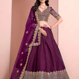 ODETTE Embellished Sequinned Semi-Stitched Lehenga & Unstitched Blouse With Dupatta-picture-14
