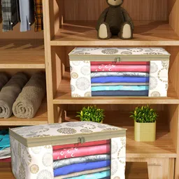 Aura White & Gold Toned 9 Pieces Printed Foldable Saree Covers image 2