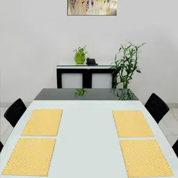 Saral Home 4Pcs Yelow & Beige Textured Table Placemats image 1