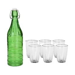 1ST TIME Green & Transparent Glass Solid Water Bottle-picture-23