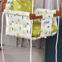 NEW COMERS Kids Yellow & White Printed Pure Cotton Swings With 2 Pillows image 2