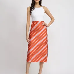 FableStreet Striped High-Rise A-Line MidiSkirt image 3