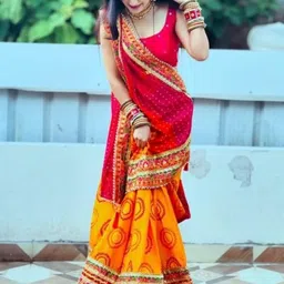 ROFOLO Bandhani Gotta Patti Art Silk Heavy Work Bandhani Saree-picture-33