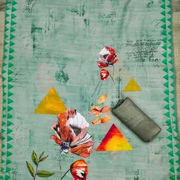 BlissFlair Art Silk Unstitched Dress Material image 2