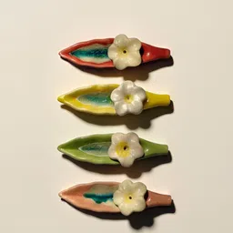 Kraftlik Handicraft Multicoloured Set of 4 Ceramic Incense Stick Holder image 3