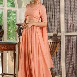 Janasya Embellished Beads and Stones Ready to Wear Lehenga & Blouse With Dupatta image 4