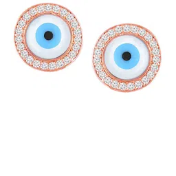 Peora Rose Gold-Plated Cubic Zirconia Studded Circular Shaped Studs-image-3