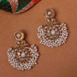 PANASH Gold-Plated Contemporary Cubic Zirconia Chandelier Drop Earrings-picture-48
