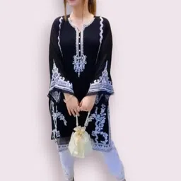 snizvi Women Ethnic Motifs Embroidered Regular Thread Work Kurta with Trousers-picture-26