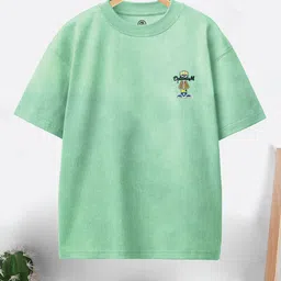 CODEZ Boys Pack of 2 Graphic Printed Drop-Shoulder Sleeves Cotton Oversized T-shirts image 5