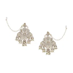 Anvik Gold-Plated Kundan Studded & Beaded Contemporary Drop Earrings image 2