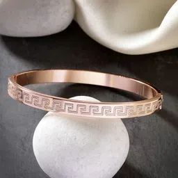 Roadster Men Rose Gold Stainless Steel Kada Bracelet-image-49