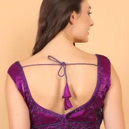 Trendzmy Embroidered Silk V-Neck Sleeveless Saree Blouse image 5