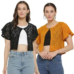 APR GLOBAL Women Pack Of 2 Self Design Shrug image 3