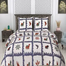 CHICERY White & Grey Floral 210 TC King Bedsheet Set 2.74 m x 2.74 m-image-55
