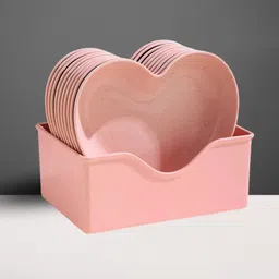unikart Heart Shape Dessert|Appetizer|Salad|Snack Plastic Plates - Party, Serving,Dinner Quarter Plate-picture-17