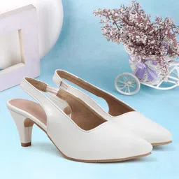 Denill Women Solid Pointed Toe Slingback Kitten Sandals-image-45