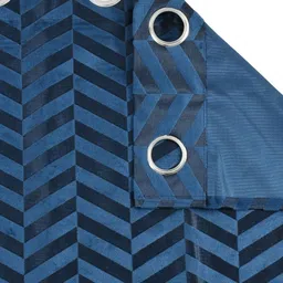 Kiara Creations Blue 2 Pieces Striped Room Darkening Door Curtain image 3