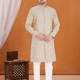 DIVISIVE Geometric Embroidered Mandarin Collar Thread Work Straight Kurta-image-6