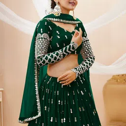Zeel Clothing Embroidered Sequinned Semi-Stitched Lehenga & Unstitched Blouse With Dupatta image 4
