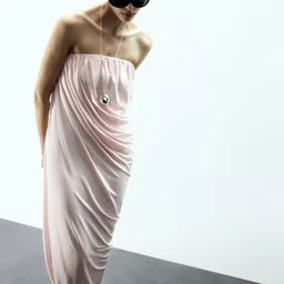 MANGO Draped Asymmetrical Bandeau Dress-image-19