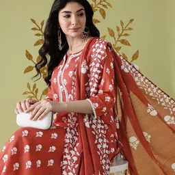 Anouk Women Indie Floral Printed Regular Kurta with Trouser & Dupatta-picture-21
