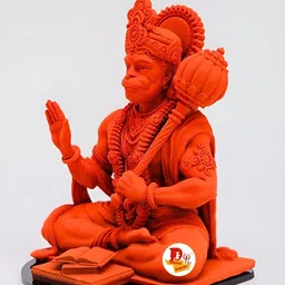 DARIDRA BHANJAN Orange Colored Lord Hanuman ji Religious Idol Showpiece image 5