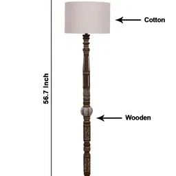 Devansh Grey & Brown Drum Wooden Floor Lamp image 4