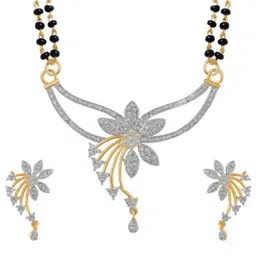 Sangria Women Gold Toned Stone Studded Mangalsutra Jewellery Set-picture-13
