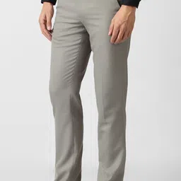 van heusen Men Slim Fit Grey Polyester Trousers image 4