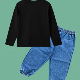 BAESD Kids Printed T-Shirt with denim jogger image 3