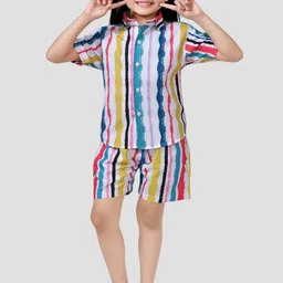 BAESD Girls Striped Shirt With Shorts Clothing Set-picture-49