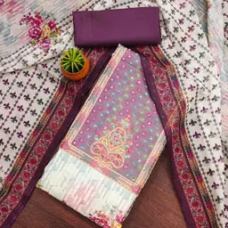 KIMISHA Ethnic Motifs Printed Organza Unstitched Dress Material image 1