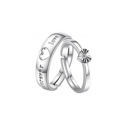 J.S ENTERPRISES Set Of 2 Unisex Stainless Steel Artificial Stones Studded Finger Rings-picture-15
